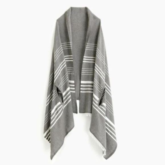 J. Crew Accessories - J Crew Stripe Cape Scarf Charcoal Heather One Size